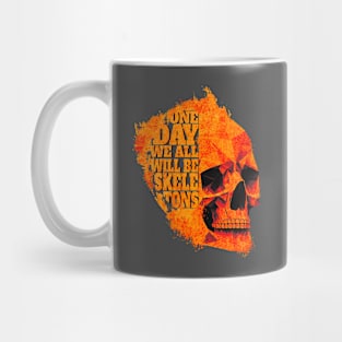 One Day We All Will Be Skeletons - Orange Skull - Paint Splash Mug